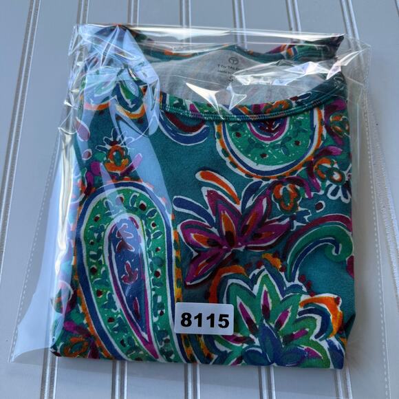 Talbots green pink paisley knit top size S - Picture 8 of 8